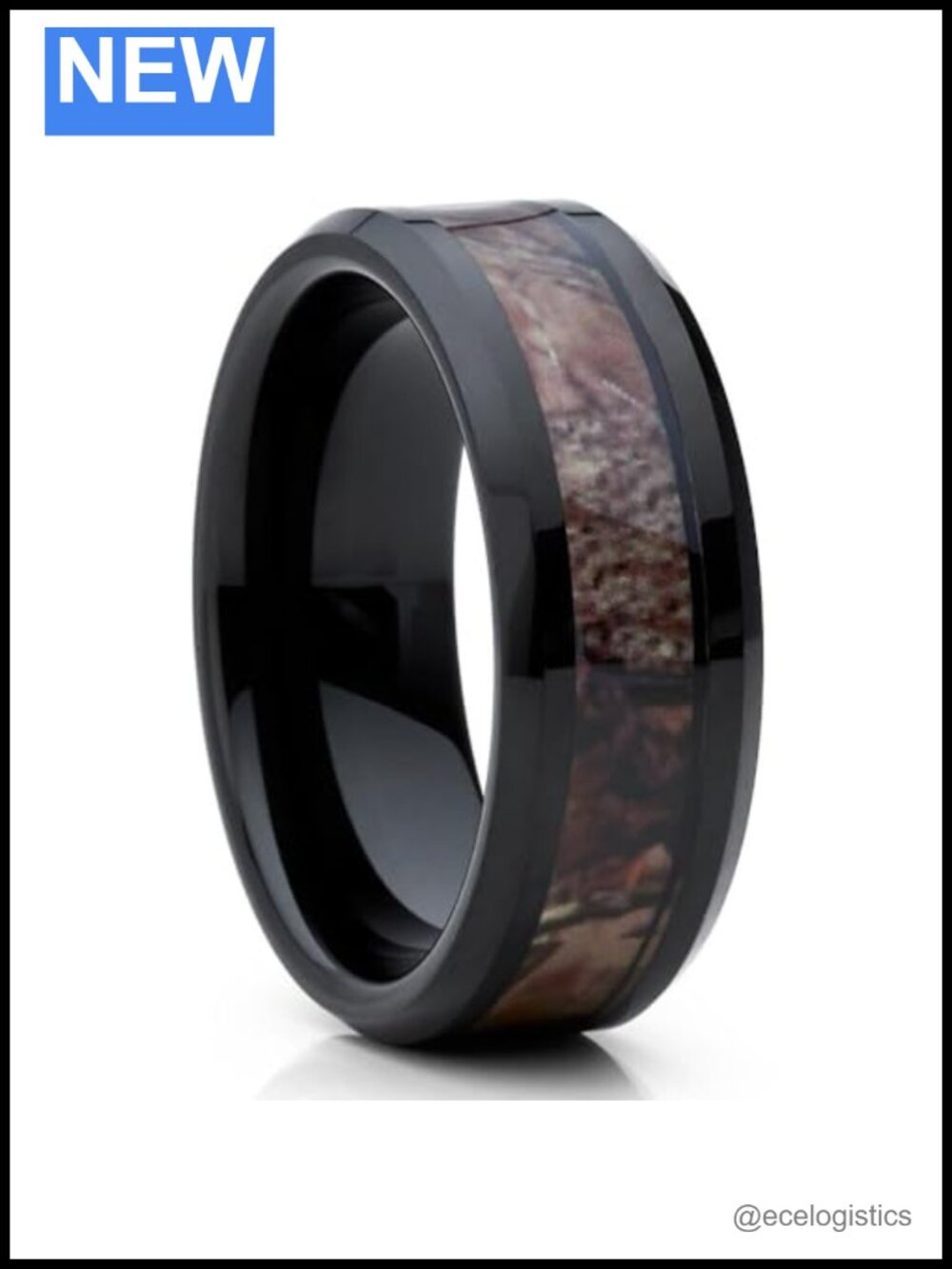 10mm Tungsten Carbide Camouflage Wedding Ring Beveled Comfort Fit